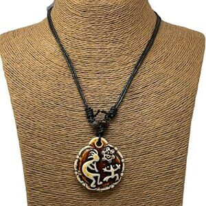 Kokopelli / Taino Sun / Coqui Double Sided Medallion & Adjustable Cord -…